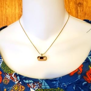 Vintage red sliding Stone necklace with Earrings